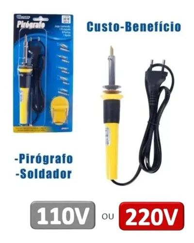Pirografo Gravador E Soldador Grava Madeira Couro 5 Pc 127v