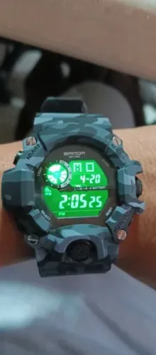 Relógio Sanda 2183 Masculino Estilo Militar 50 Metros Multifuncional Camuflado Verde