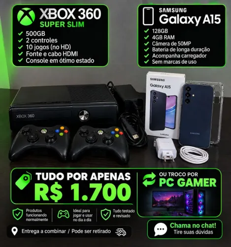 Xbox 360 e A15g Samsung por R$1700