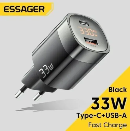 Carregador Turbo 33W Essager GaN + Cabo USB