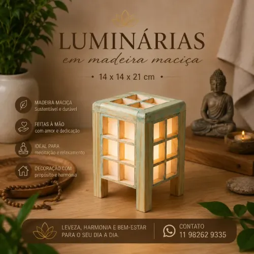 Luminária /  Lanterna .adeira maciça 14 x 14 x 21