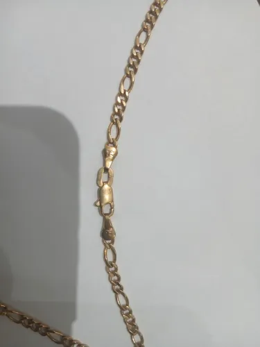 CORDÃO BANHADO A OURO 18K ELO ALTERNADO E LAMINADO