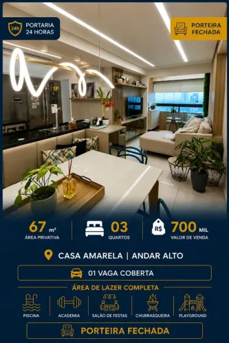 Casa Amarela | 03 quartos | 67m2 | R$ 700 mil | Porteira fechada