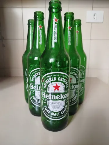 Vasilhame garrafa de vidro verde cerveja 600 ml Heineken