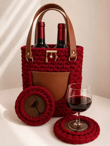Kit Porta Vinhos Grande de Croche