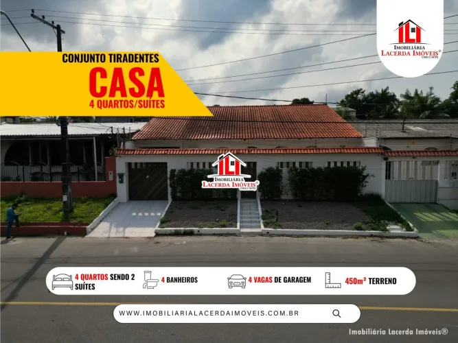 Casa no Conjunto Tiradentes, 450m² Terreno, Use FGTS, casa 4 quartos/Suítes, Agende Visita