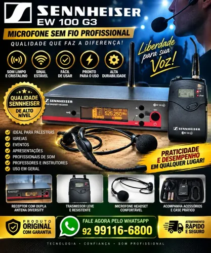 Microfone sennheiser EW 100 g3 sem fio de lapela otimo para cantores