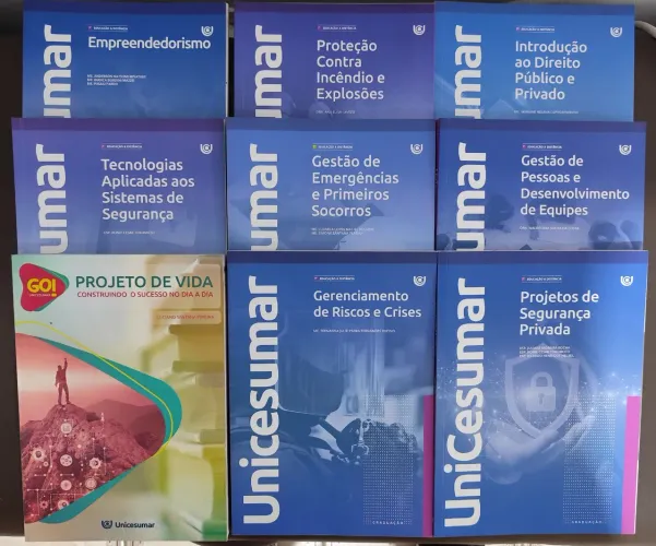 Vendo 01 kit com 09 Livros Unicesumar - Segurança Privada