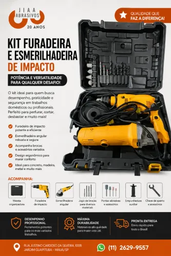 Kit Furadeira de Impacto + Esmerilhadeira Angular Profissional | Alta Potência e Resistênk