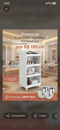 Carrinho Auxiliar 04 bandejas Promoção