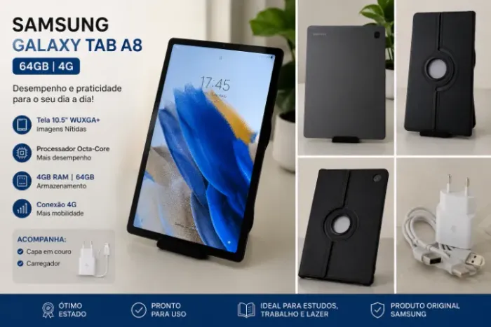 Samsung Galaxy Tab A8 64GB 4G + Capa + Carregador