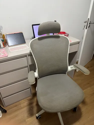 Cadeira Escritório Ergonômica Cor Cinza Com Suporte Lombar Estofado Mesh Suporta 150kg
