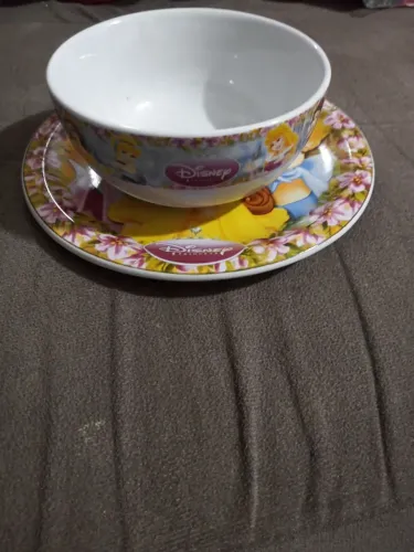 Antigo Bowl Tigela com Prato Princesas da Disney
