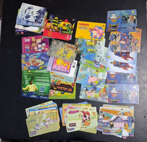 Lote cartões telefônico, cartoon network ligmania e mais séries diversas