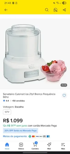 Maquina de sorvete Cuisinart Ice-21