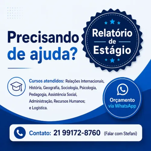 Apoio para Relatório de Estágio - 50% de desconto no 1º pedido