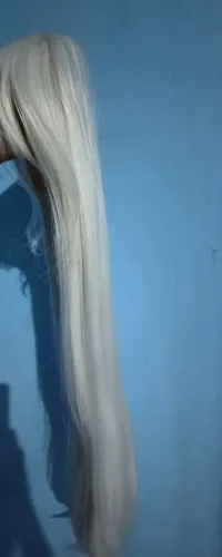 Peruca branca cosplay longa 85CM