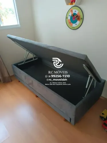 Conjunto cama box Baú Solteiro com Cama estruturada Auxiliar 88x1,88 D33 Baú Blindado | N