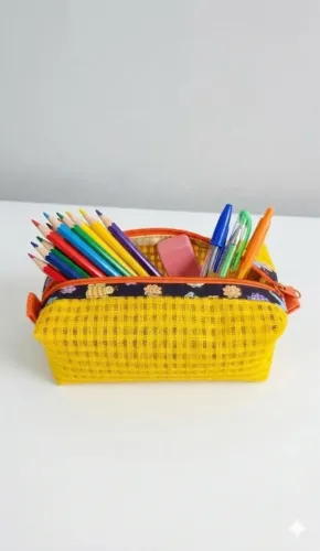 Necessaire coloridas feitas em treliça