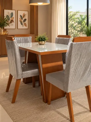 Mesa de Jantar 4 cadeiras Ravena 120x80 - Novo e embalado!!