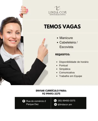 ? VAGA PARA CABELEIREIRA E MANICURE - SALÃO DE BELEZA