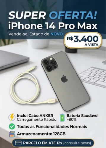 iPhone 14 Pro Max Preto 128gb - Estado de Novo