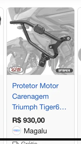 Protetor de carenagem tiger 660 Sport, ( nunca usado, novo na caixa )barato pra sair logo