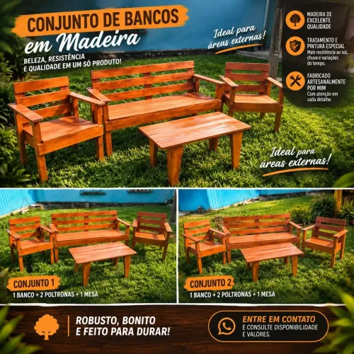 Conjunto de Bancos para Jardim