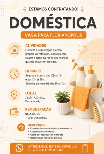 VAGA PARA DOMÉSTICA - JARDIM ATLÂNTICO