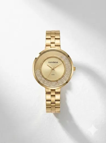 Relógio Mondaine Feminino Dourado 32837LPMVDE1