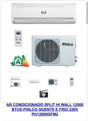 Ar condicionado Philco 12000 BTUS Q/F com gás recolhido