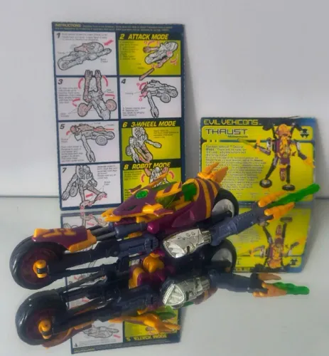 Figure Transformers Beast Machines Thrust Deluxe completo com card e manual, Hasbro