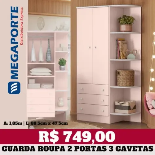 Guarda Roupa Infantil Doce Sonho 2 Portas 3 Gavetas (Novo) Entrega Grátis!