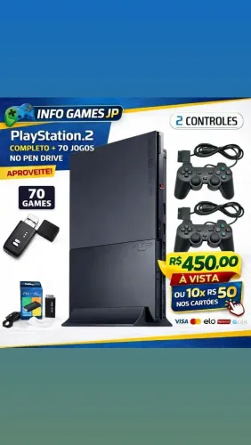 Playstation 2 completo com 70 jogos