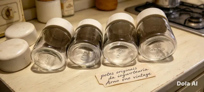 4 potes da iogurteuria Arno e mais duas tampas