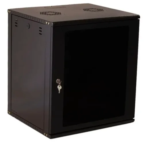 Mini Rack parede  19? 16u x 470mm Preto com 2 bandejas 