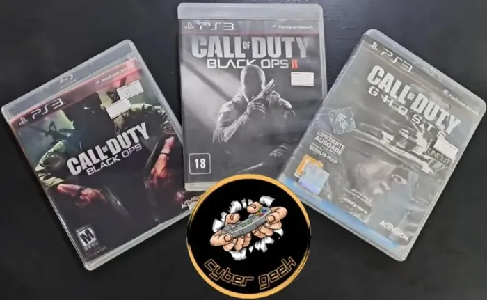 PS 3 PLAYSTATION 3 KIT COM 3 JOGOS : CALL OF DUTY BLACK OPS 1,2 e GHOSTS