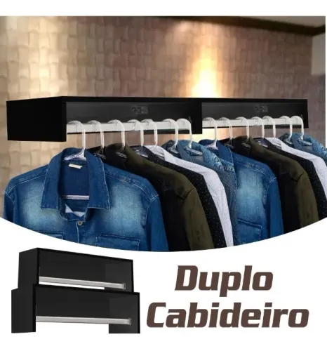 Kit 2 Cabideiros de Parede Porta Roupas Lavanderia Closet Quarto 