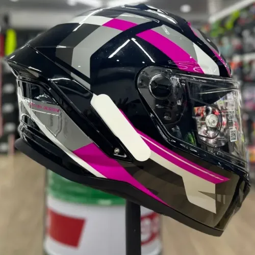 CAPACETE GP TECH PILOT MOTION PRETO ROSA 12X NO CARTÃO 