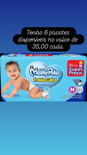 Fralda M tenho 6 pacotes