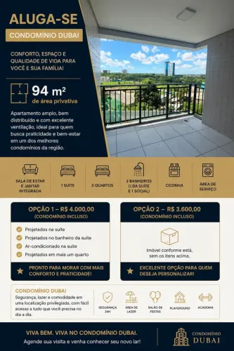 ALUGA-SE | APARTAMENTO NO CONDOMÍNIO DUBAI