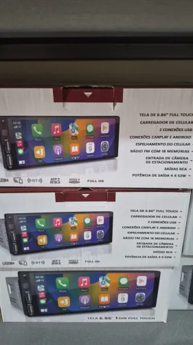 Mp5 carplay e Android auto sem fio 1 din tela 6x9 