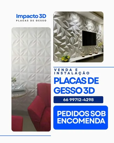 Placas de gesso 3d, venda sobre medida