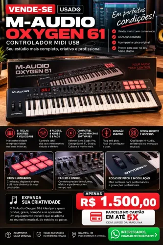 Controlador M-Audio oxigen 61 teclas 