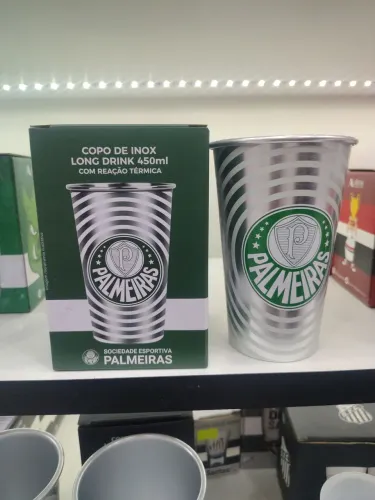 Copo de Inox Palmeiras Long Drink Com Reação Térmica