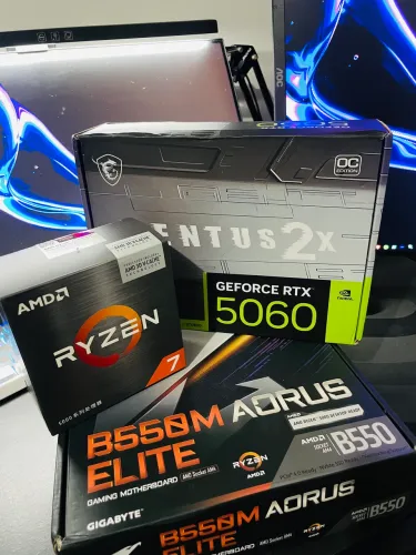 KIT PC - RYZEN 7 5700 X3D + RTX 5060 8GB + B550M AORUS ELITE (vendo separado também)