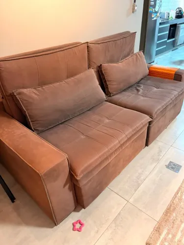 Sofá Retrátil e Reclinável 2 Lugares - Suede Marrom