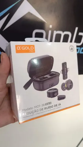 Microfone Lapela Sem Fio 2 em 1 Magnético AGOLD MCF-38 Type-C e Lightning Caixa Carregador