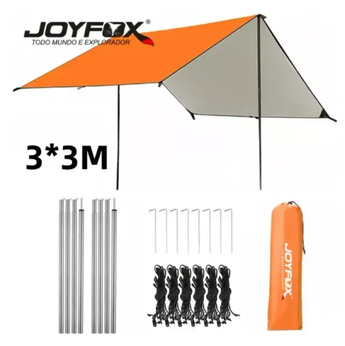 Joyfox Tenda Gazebo Barraca Con Estacas Camping Praia Neve Toldo 3mx3m Laranja