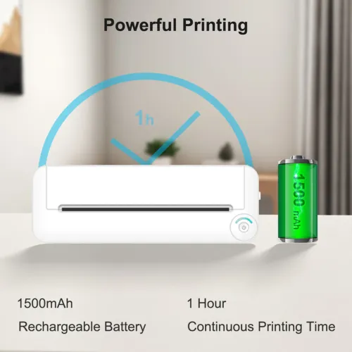 Impressora térmica A4, portátil, sem fio, Bluetooth, compatível com iOS e Android